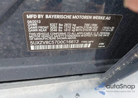 2013 BMW X5 xDrive50I from USA, damaged, VIN 5UXZV8C57D0C16613